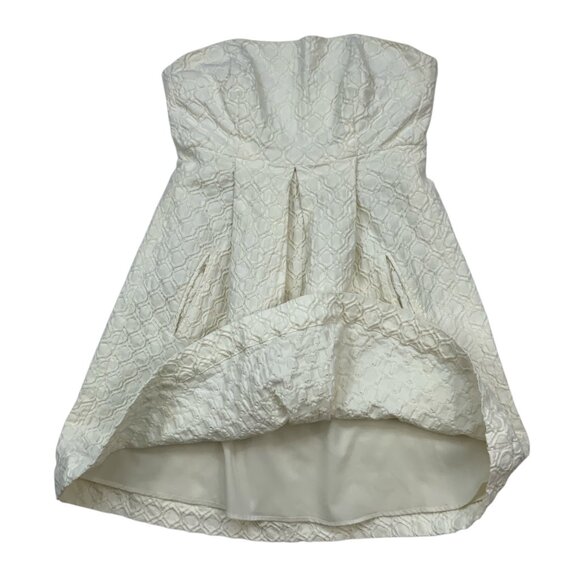 Tracy Reese Strapless Dress 2 Cream Mini Textured Pockets Bridal Resort - Picture 7 of 14